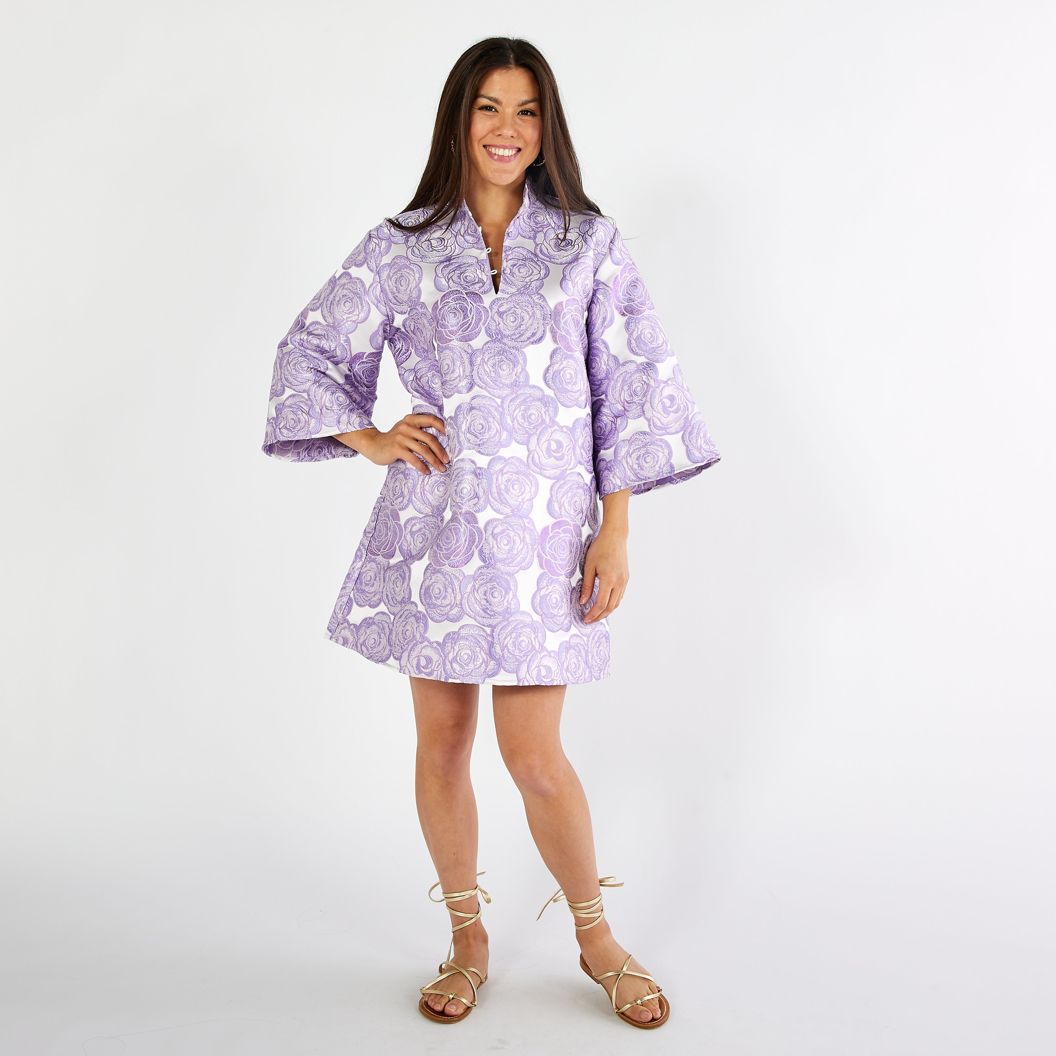 Caryn Lawn Keri Jacquard Rose Dress Lavender