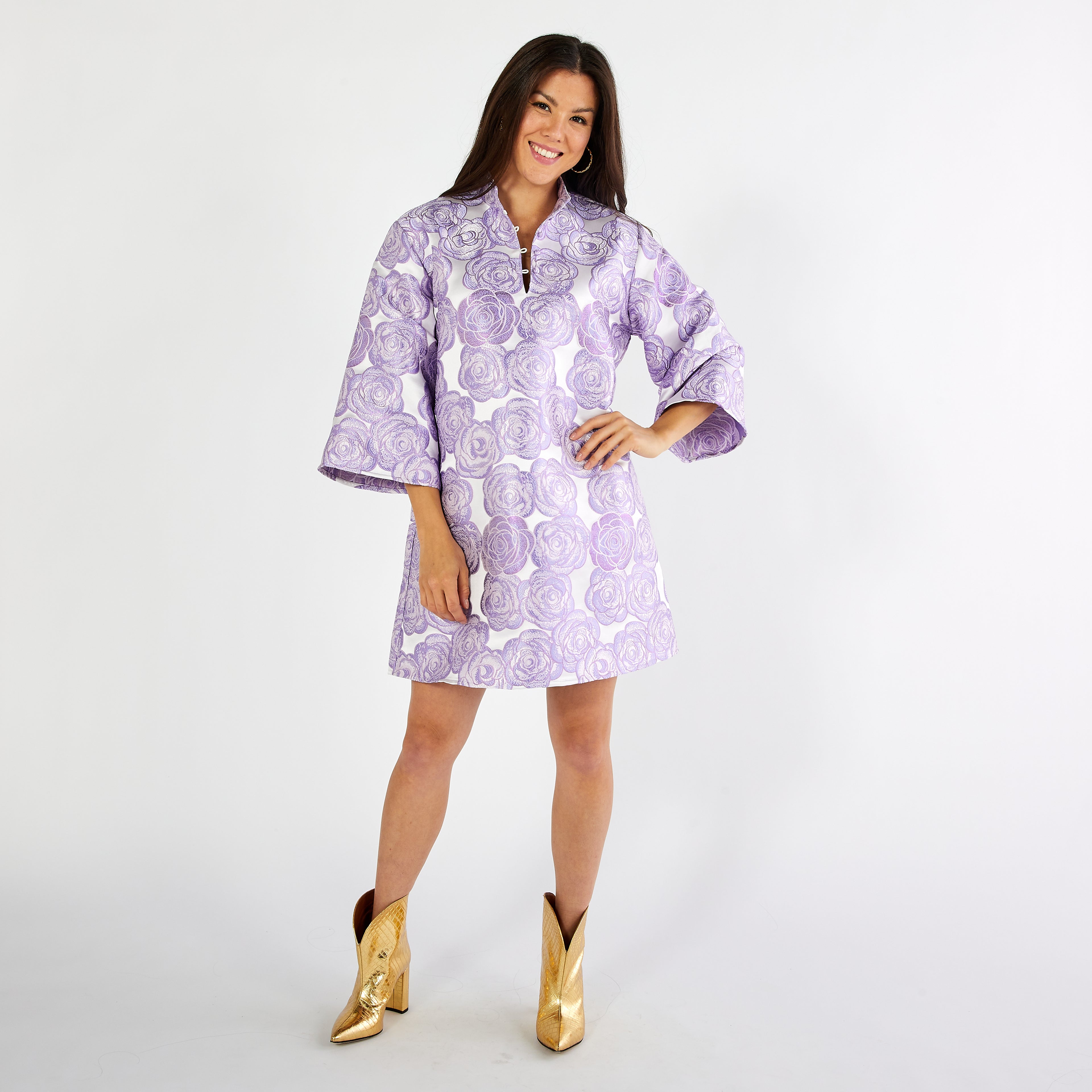 Caryn Lawn Keri Jacquard Rose Dress Lavender