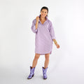Caryn Lawn Preppy Game Day Stripe Dress Purple