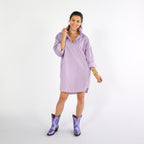 Caryn Lawn Preppy Game Day Stripe Dress Purple