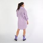Caryn Lawn Preppy Game Day Stripe Dress Purple