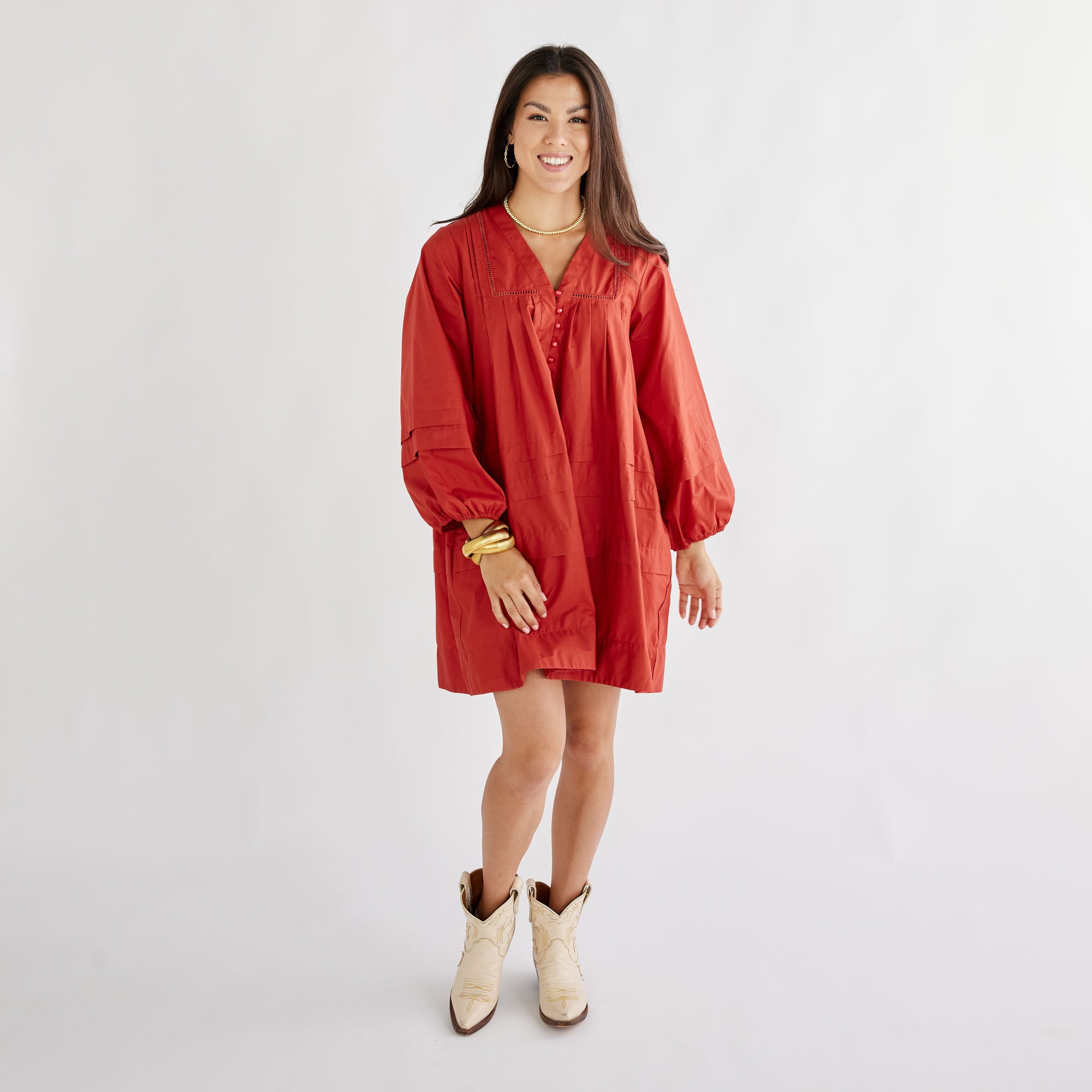 Caryn Lawn Stevie Dress Rust