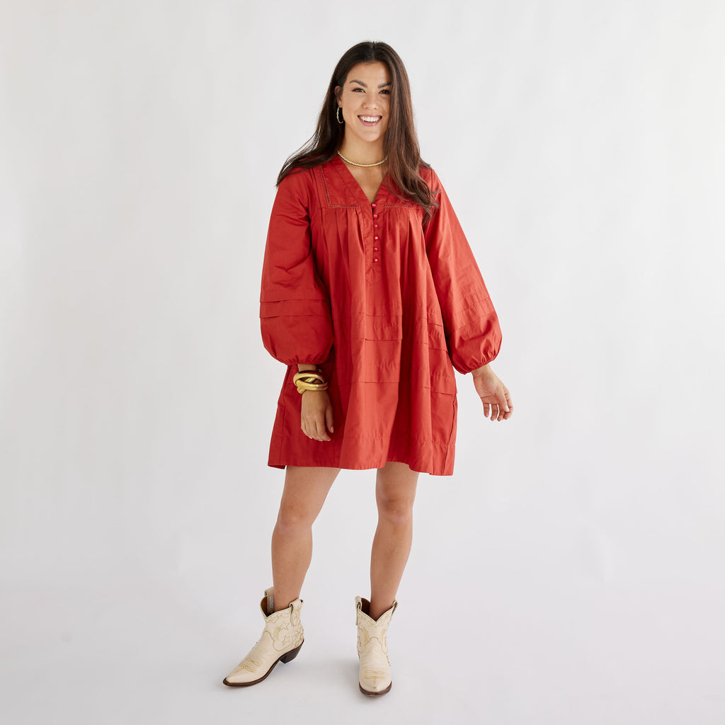 Caryn Lawn Stevie Dress Rust