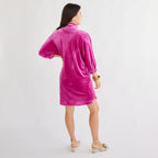 Caryn Lawn Betsy Collar Velvet Dress Fuchsia