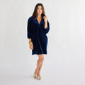 Caryn Lawn Betsy Collar Velvet Dress Navy