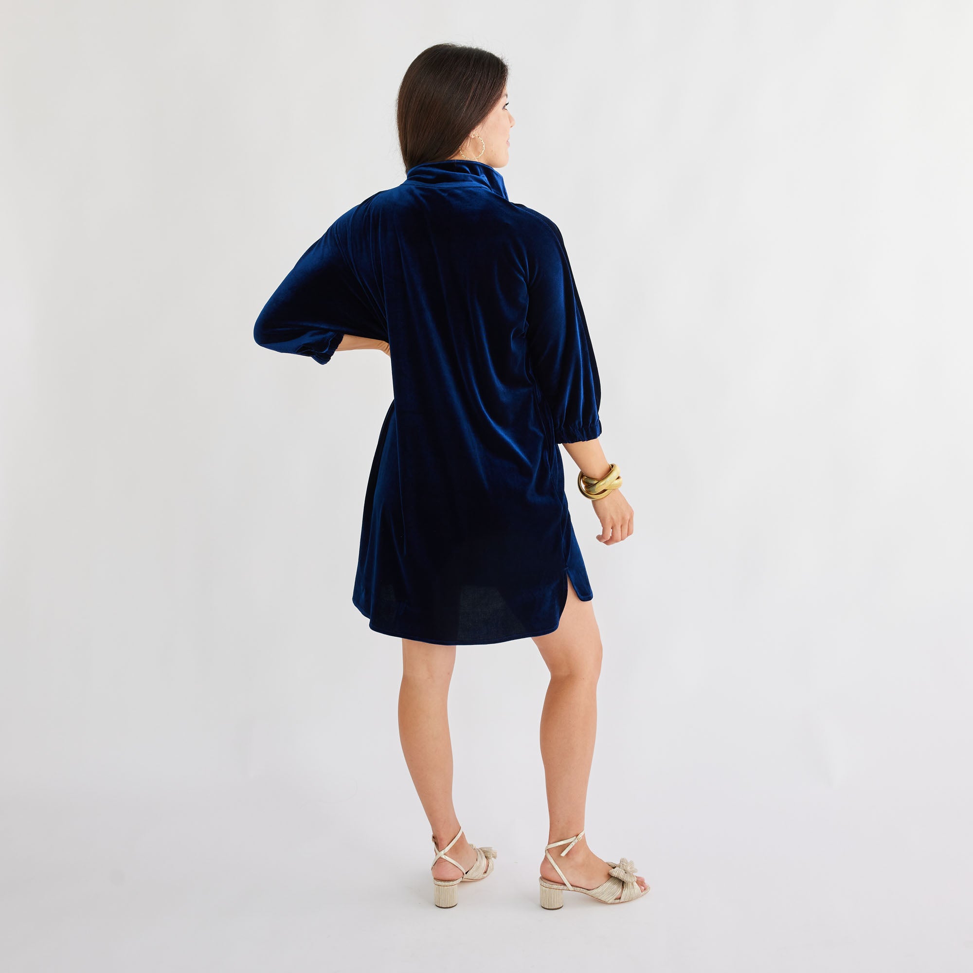Caryn Lawn Betsy Collar Velvet Dress Navy
