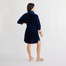 Load image into Gallery viewer, Caryn Lawn Betsy Collar Velvet Dress Navy