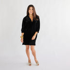 Caryn Lawn Betsy Collar Velvet Dress Black