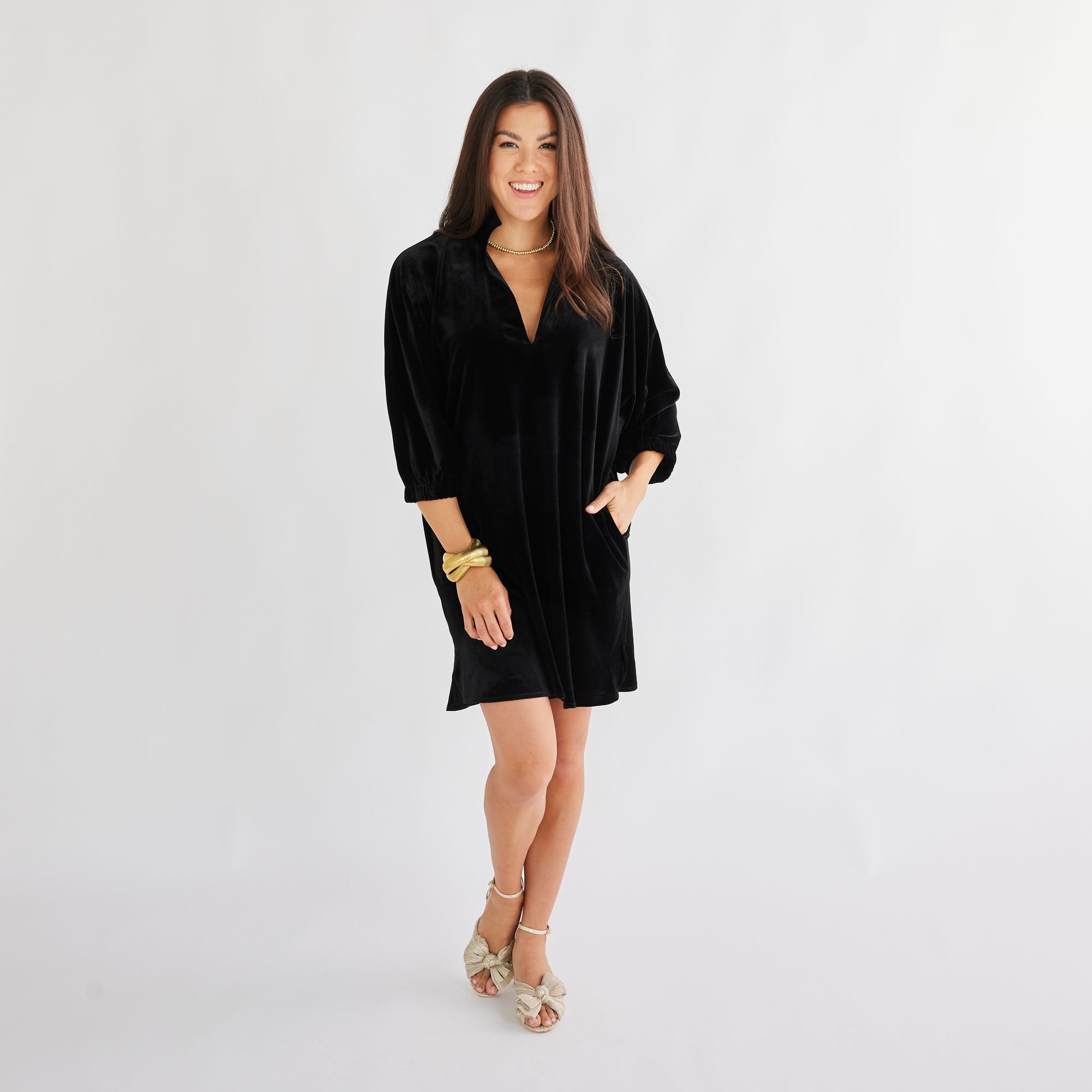 Black velvet shirt on sale dress