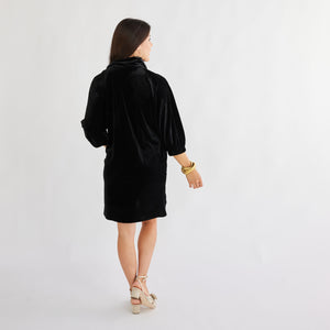Caryn Lawn Betsy Collar Velvet Dress Black