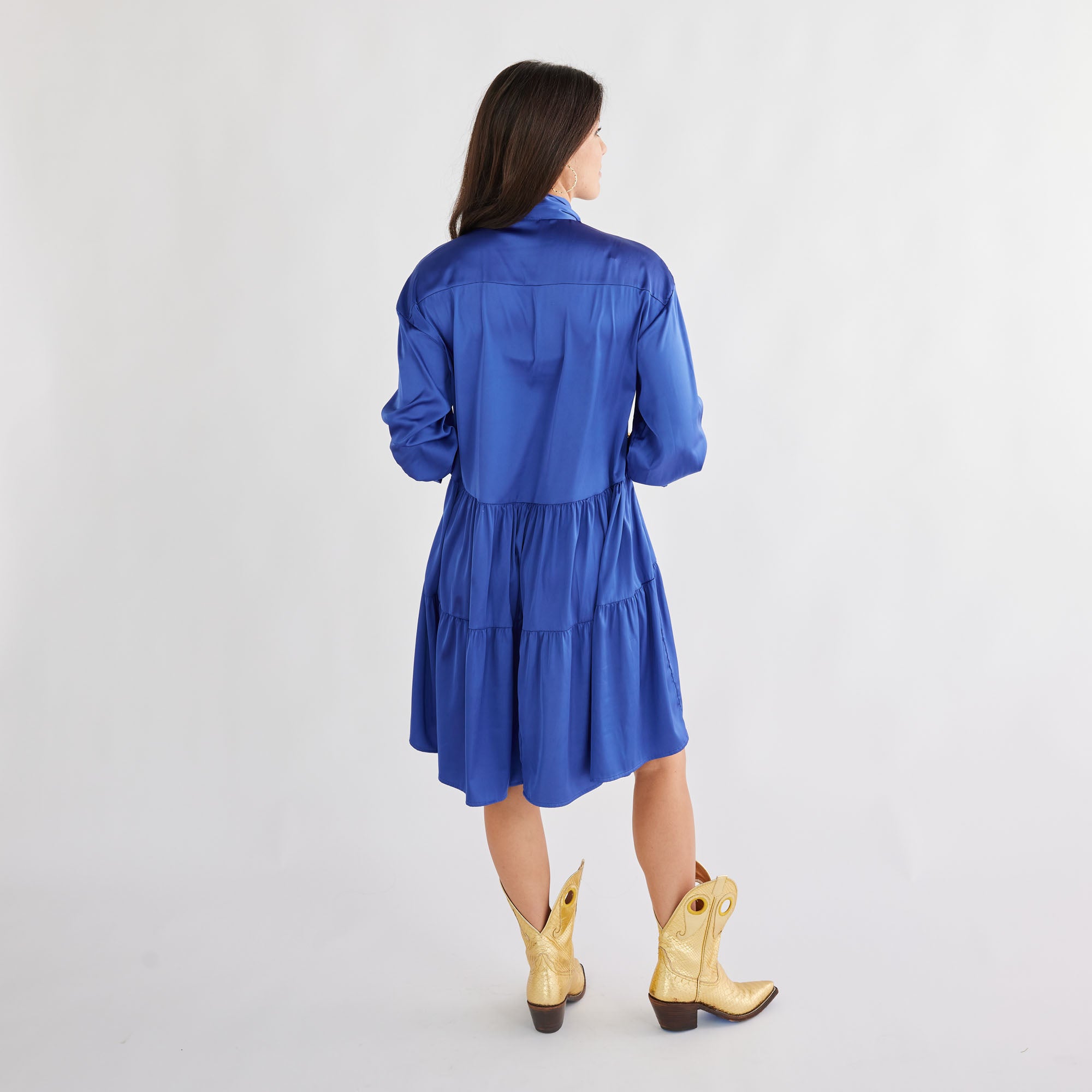 Caryn Lawn Maren Bow Silky Dress Royal