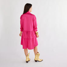 Load image into Gallery viewer, Caryn Lawn Maren Bow Silky Dress Fuchsia