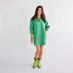 Caryn Lawn Betsy Collar Jacquard Polkadot Dress Kelly
