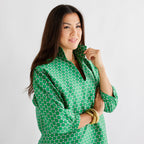 Caryn Lawn Betsy Collar Jacquard Polkadot Dress Kelly