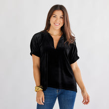 Load image into Gallery viewer, Caryn Lawn Betsy Velvet Top Black