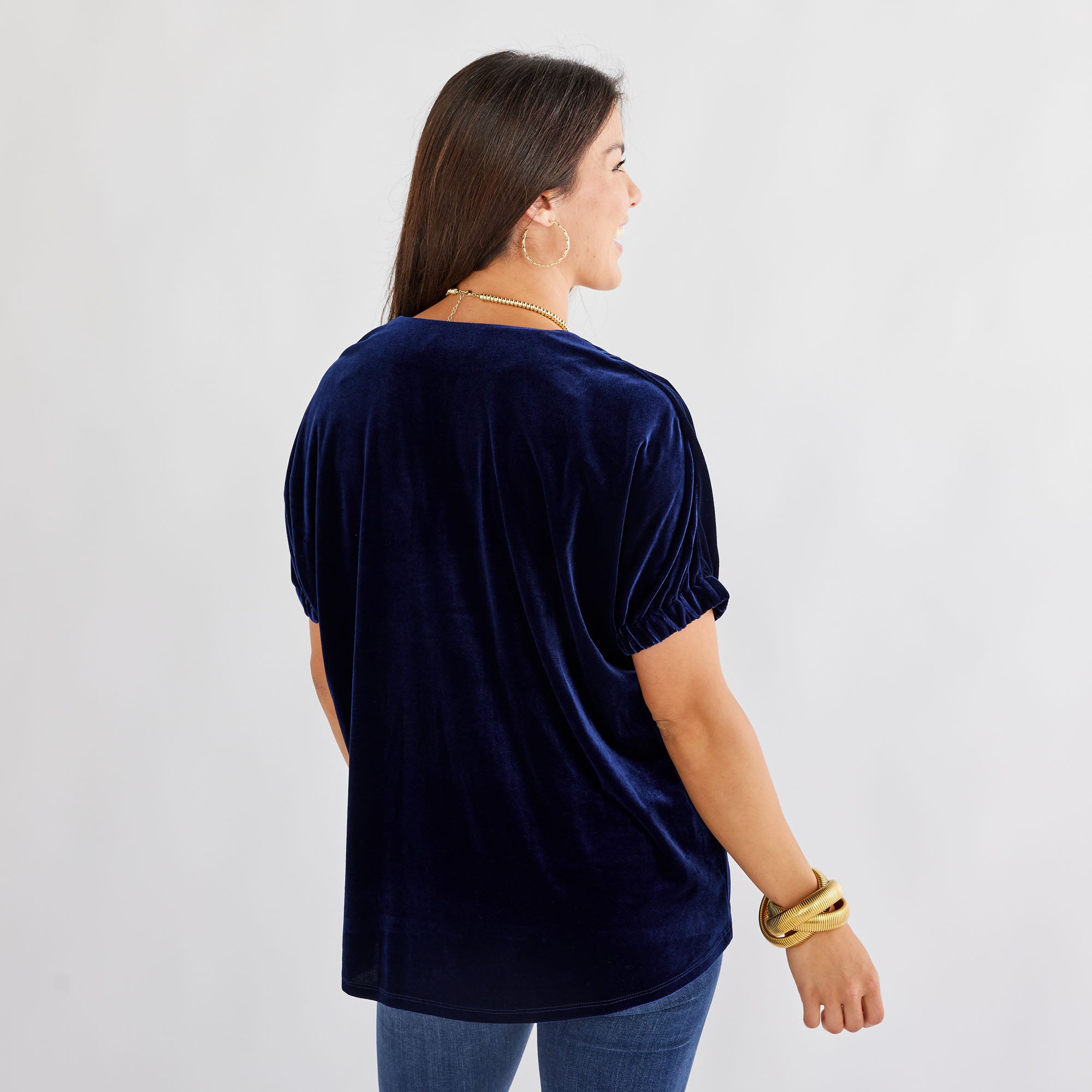 Caryn Lawn Betsy Velvet Top Navy