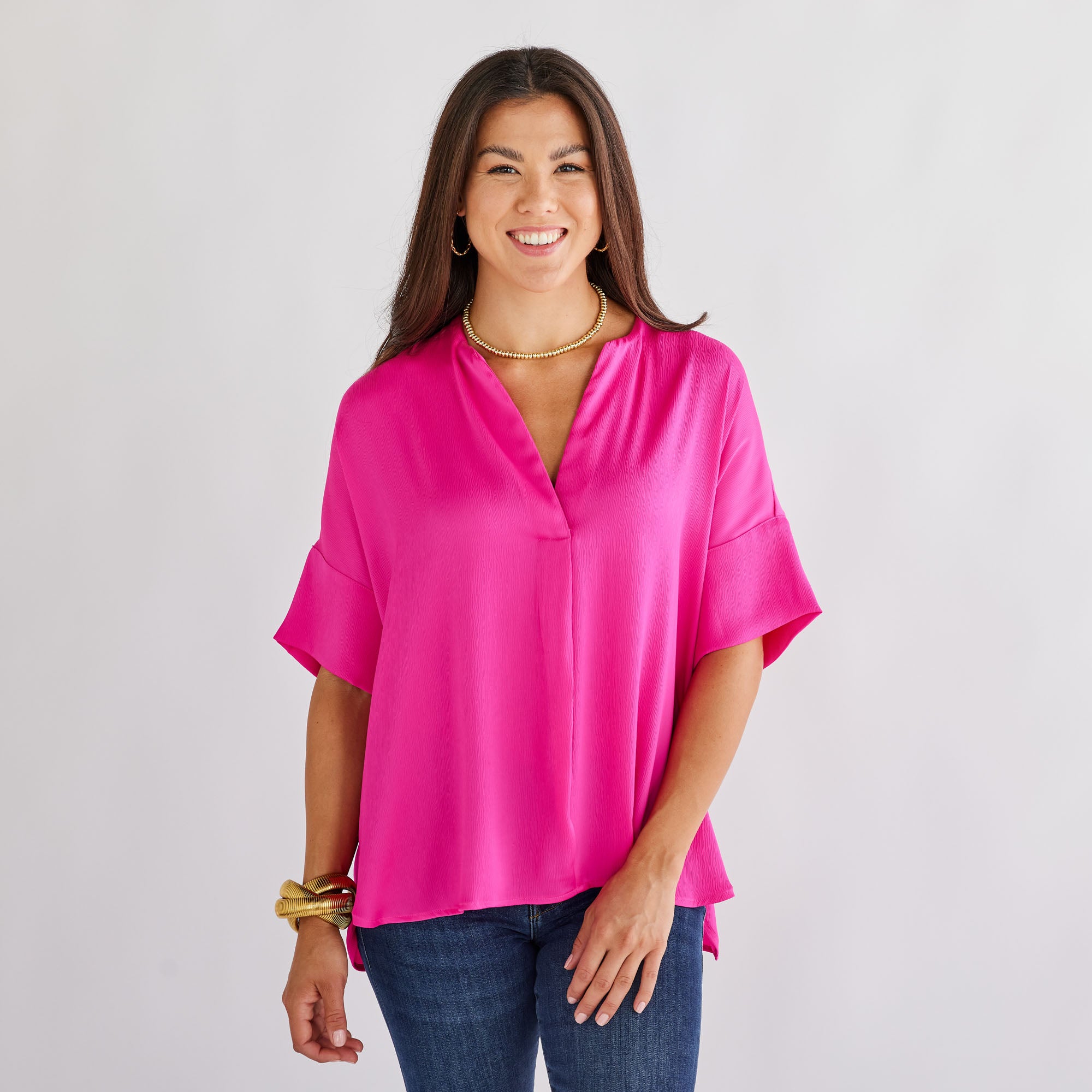 Caryn Lawn Elizabeth Top Hot Pink