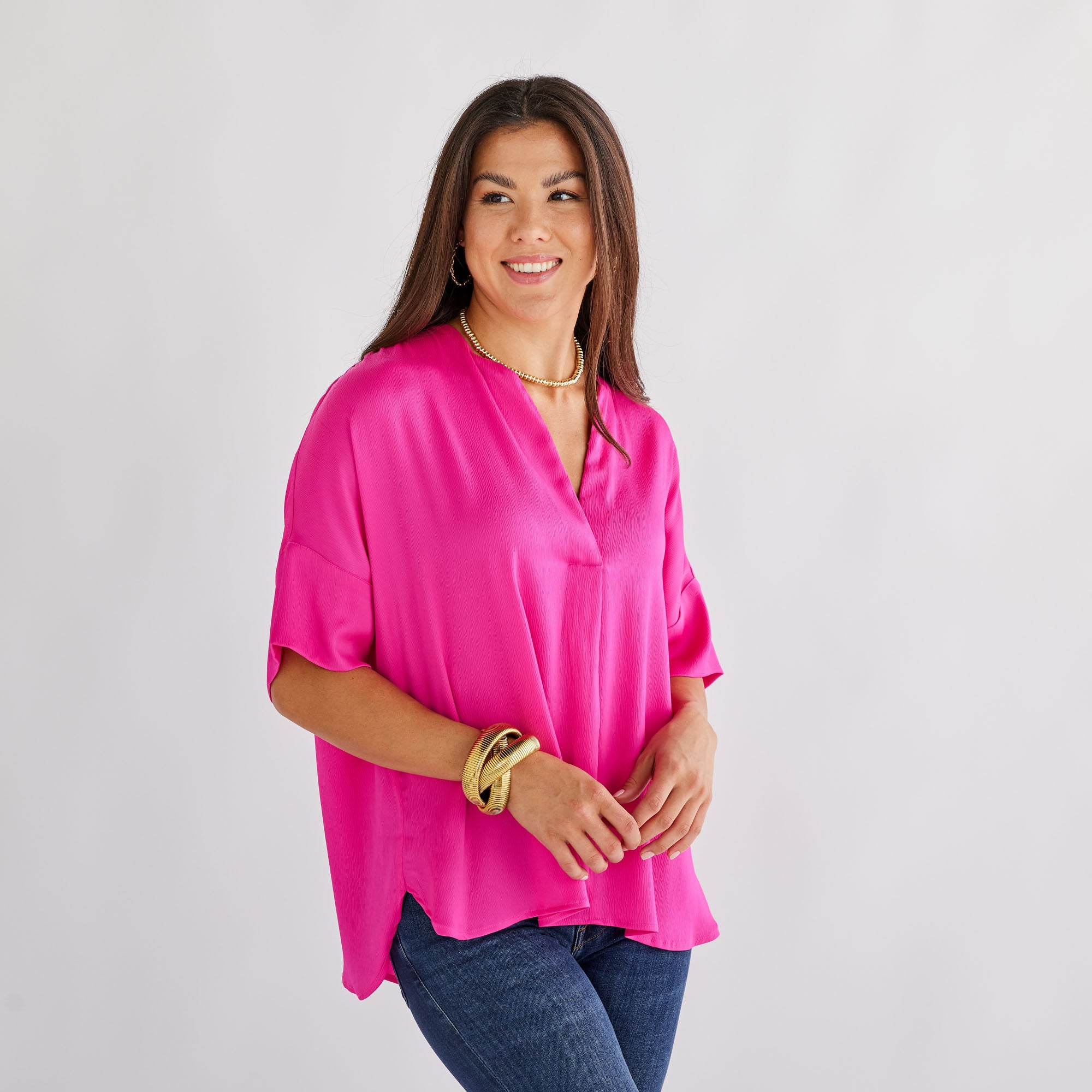 Caryn Lawn Elizabeth Top Hot Pink