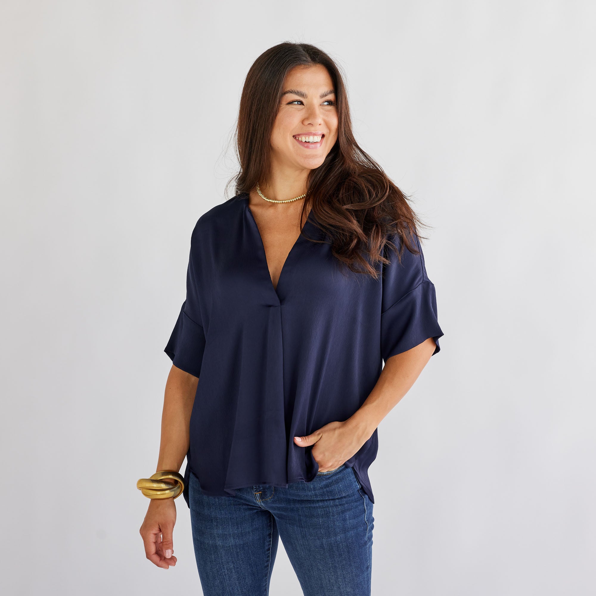 Caryn Lawn Elizabeth Top Navy