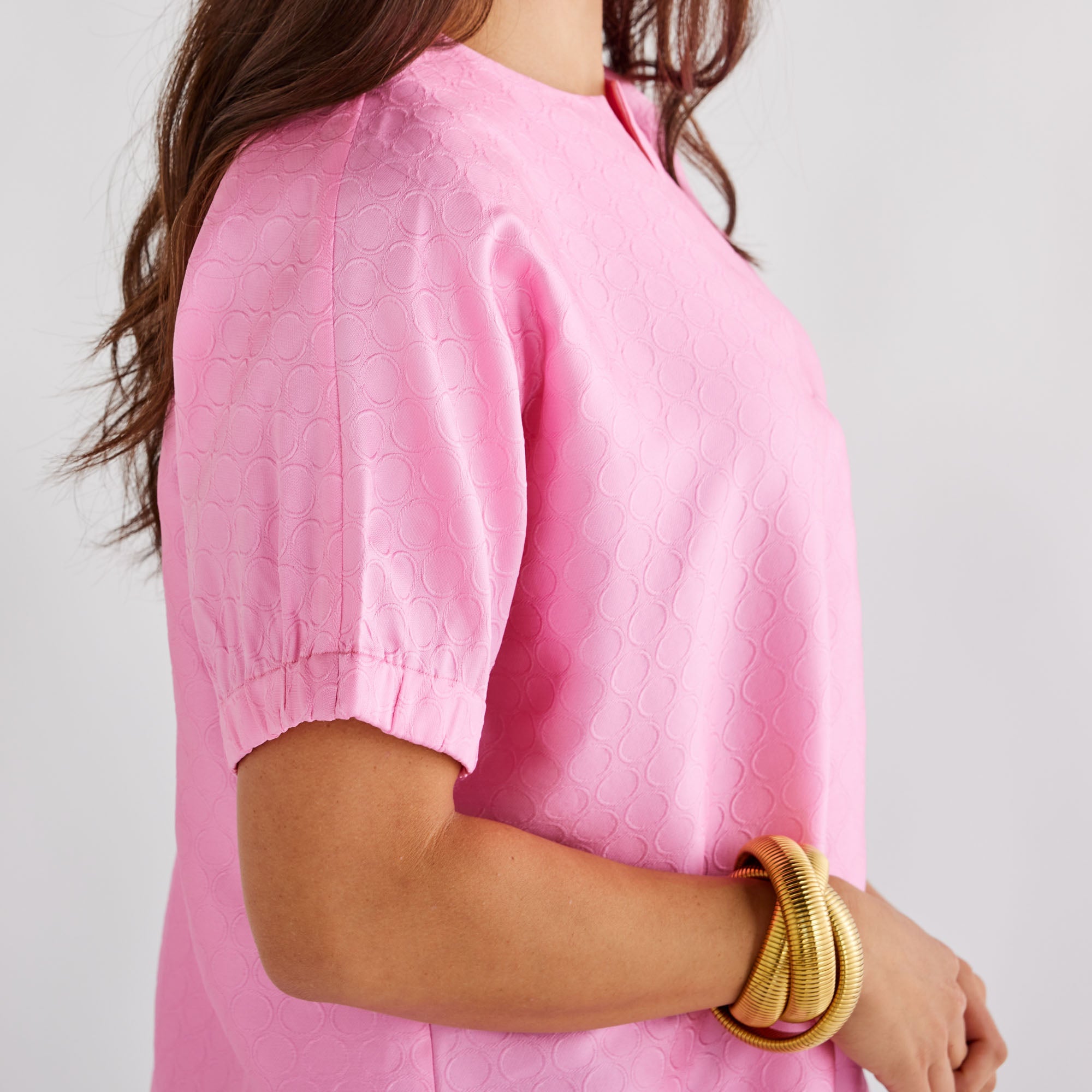Caryn Lawn Betsy Jacquard Polkadot Top Pink