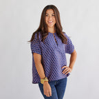 Caryn Lawn Betsy Jacquard Polkadot Top Navy