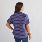 Caryn Lawn Betsy Jacquard Polkadot Top Navy