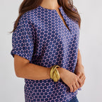 Caryn Lawn Betsy Jacquard Polkadot Top Navy