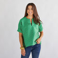 Caryn Lawn Betsy Jacquard Polkadot Top Kelly