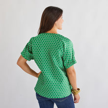Load image into Gallery viewer, Caryn Lawn Betsy Jacquard Polkadot Top Kelly