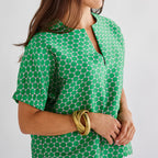 Caryn Lawn Betsy Jacquard Polkadot Top Kelly