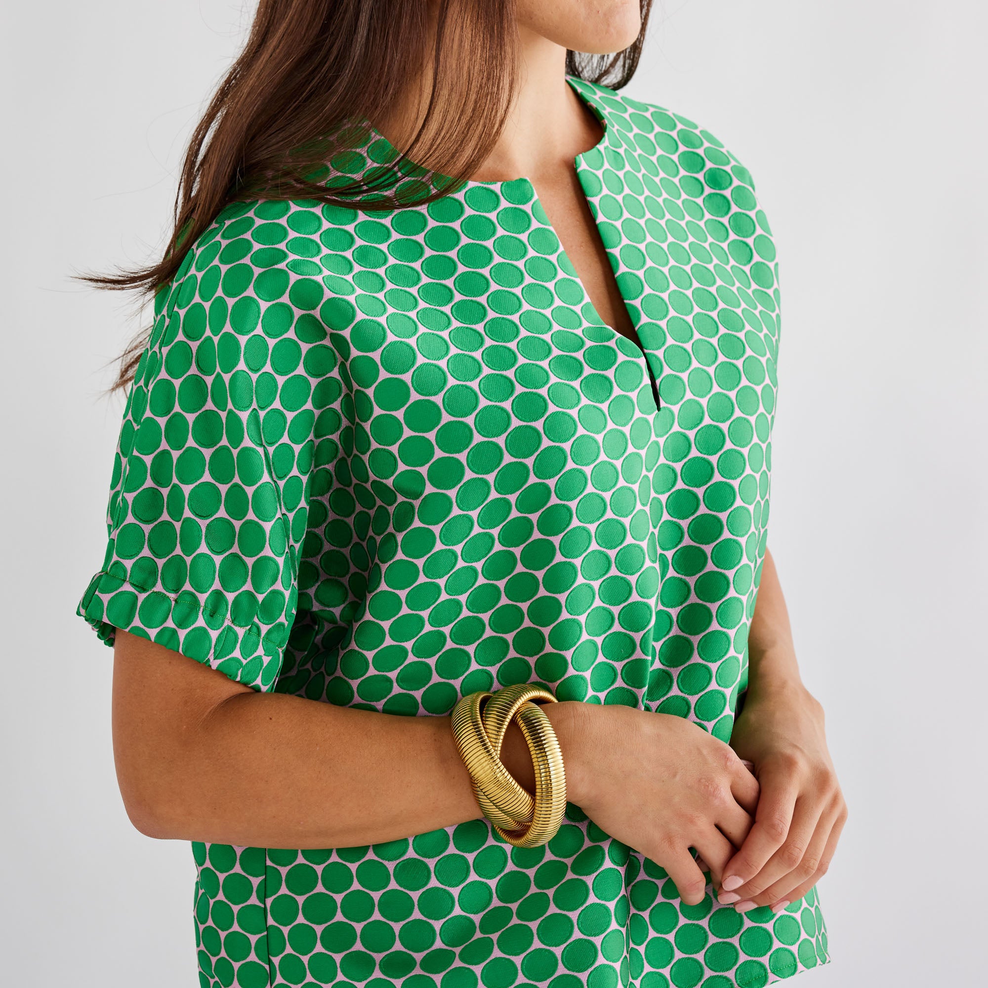 Caryn Lawn Betsy Jacquard Polkadot Top Kelly