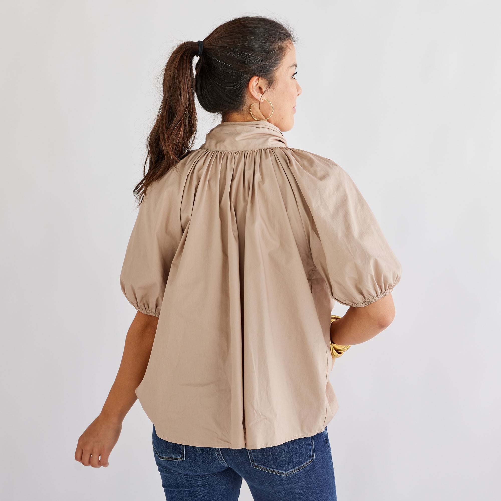 Caryn Lawn Ryan Bow Top Khaki