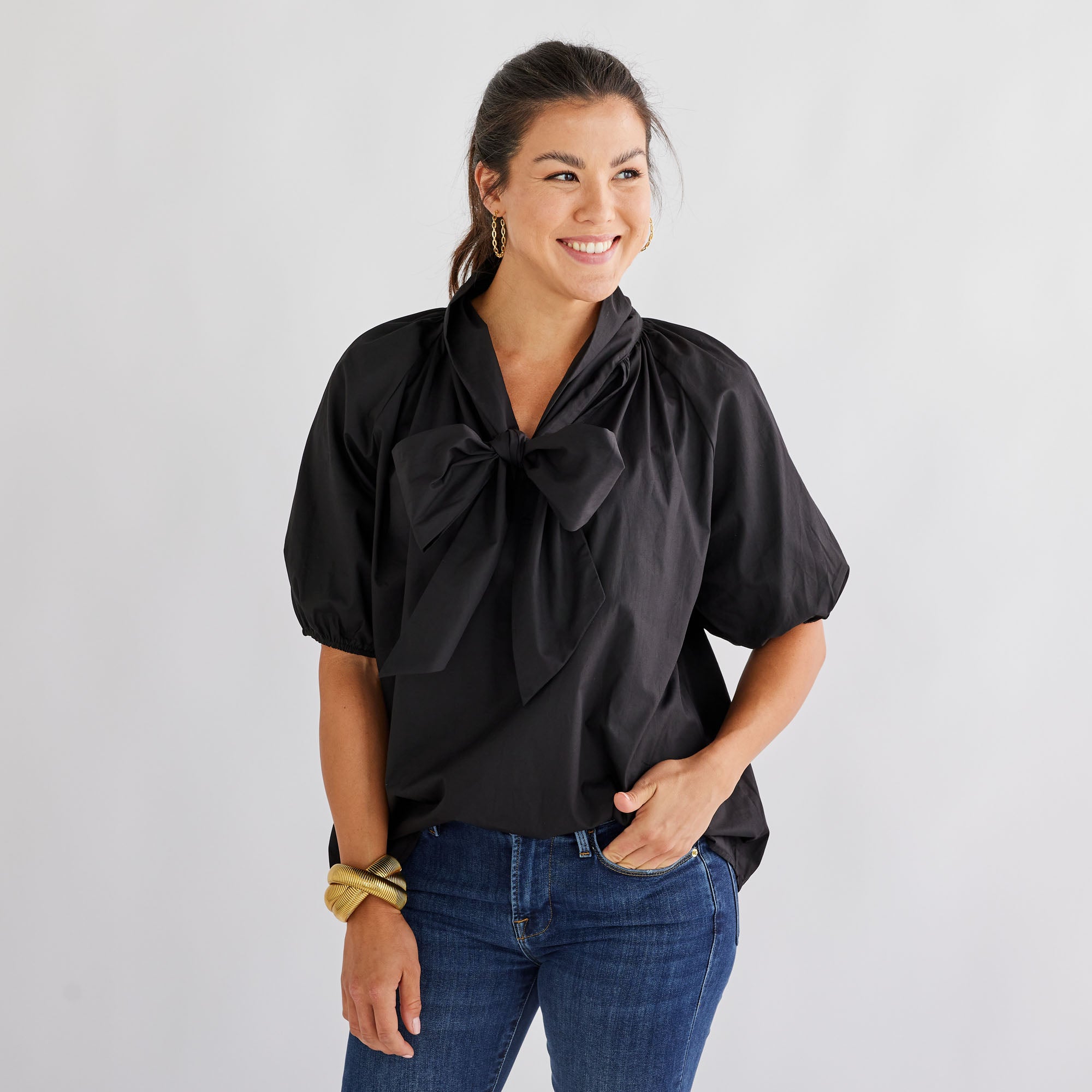 Caryn Lawn Ryan Bow Top Black