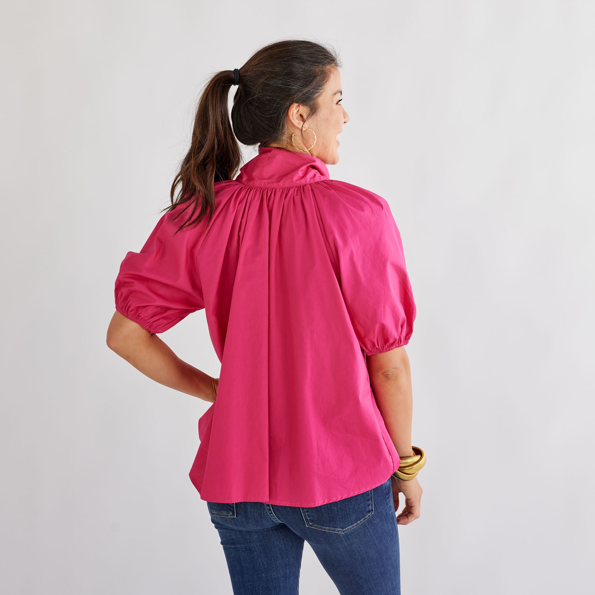 Caryn Lawn Ryan Bow Top Fuchsia