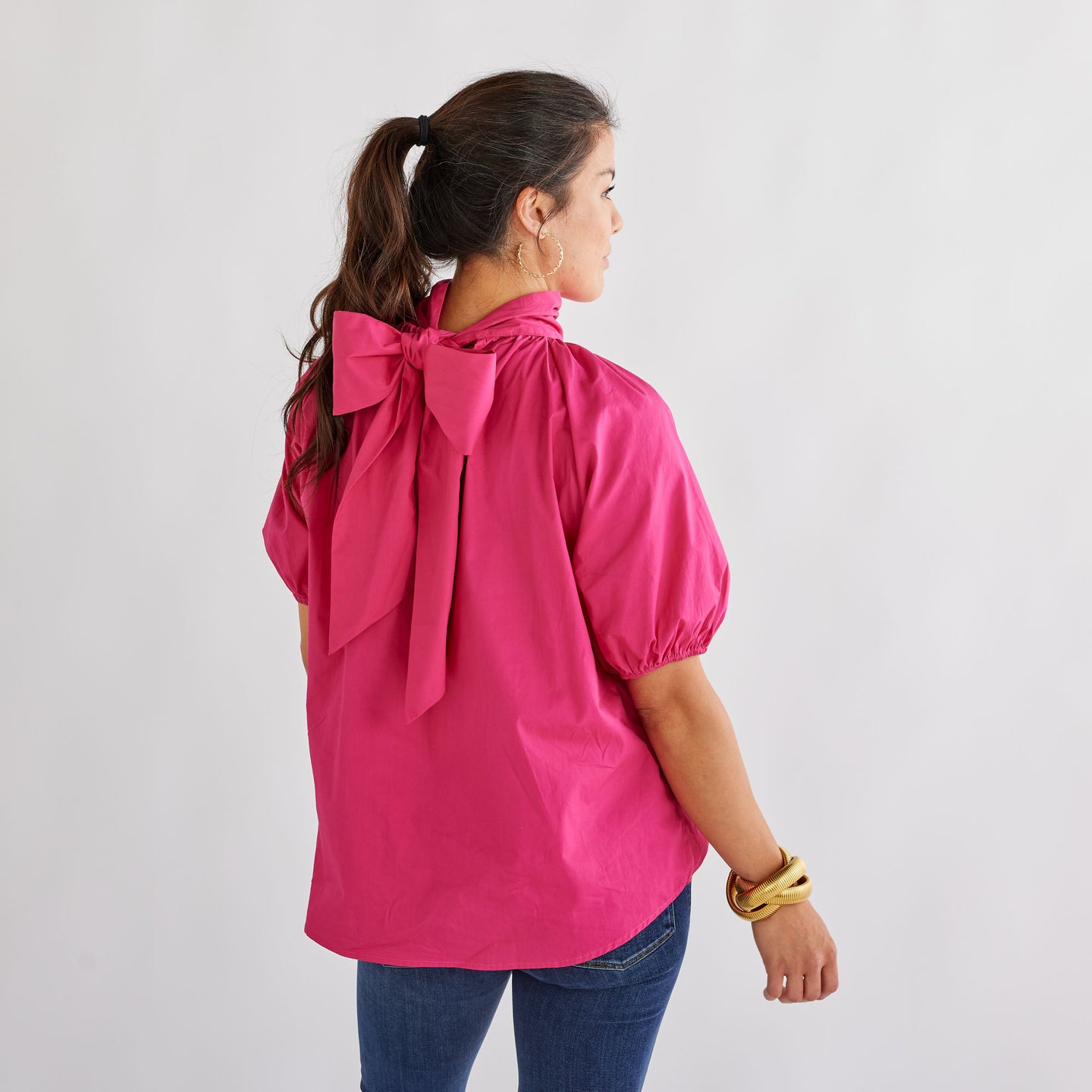 Caryn Lawn Ryan Bow Top Fuchsia