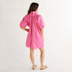 Caryn Lawn Ryan Bow Dress Bright Pink Scallop
