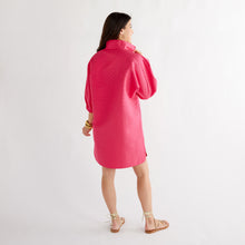Load image into Gallery viewer, Caryn Lawn Betsy Collar Jacquard Dress Fuchsia