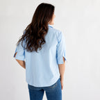 Caryn Lawn Maya Top Blue Stripe