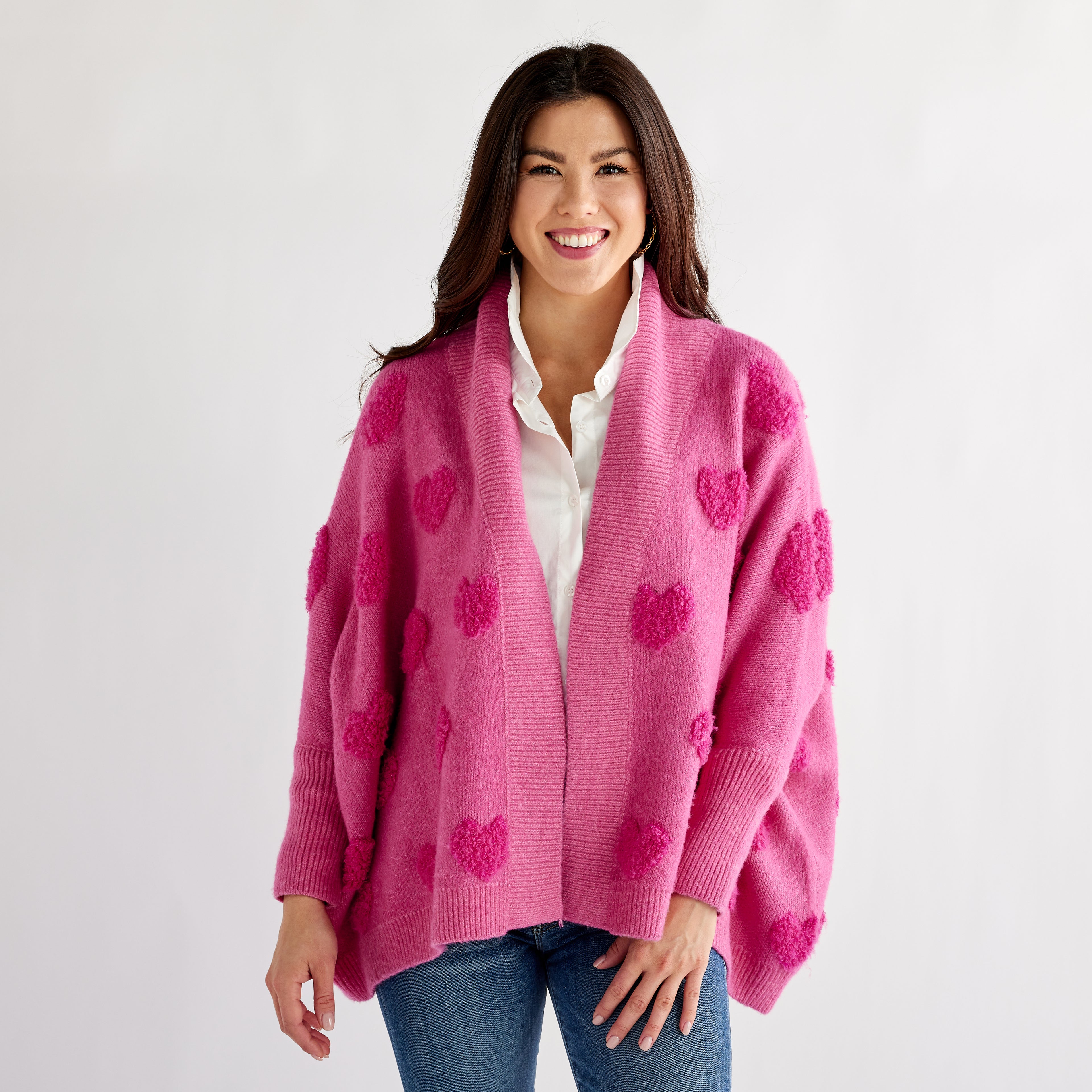 Caryn Lawn Cape Heart Sweater Pink