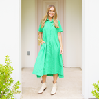 Caryn Lawn Millie Dress Long Green Stripe