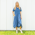 Caryn Lawn Millie Dress Long Royal Stripe