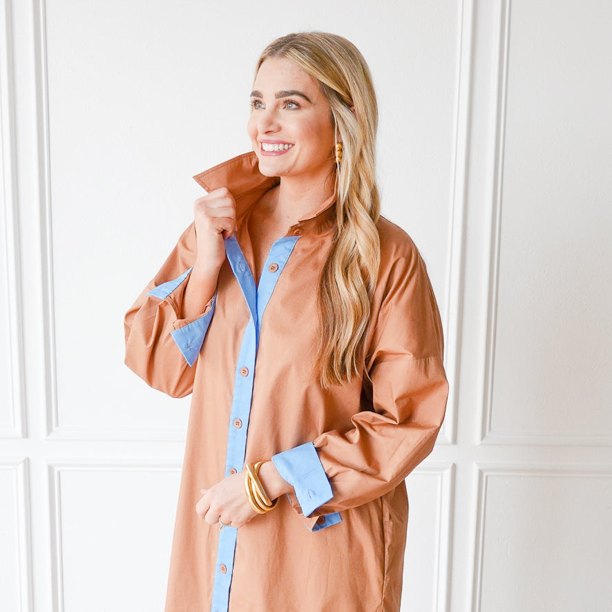 Caryn Lawn Dani Dress Cocoa and Blue