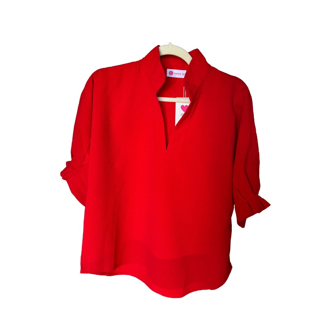 Caryn Lawn Caroline Top Red Waffle