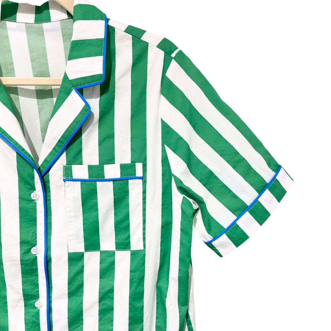 Caryn Lawn Green Stripe PJ Set