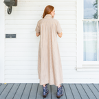 Caryn Lawn Millie Dress Long Khaki Stripe