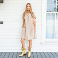 Caryn Lawn Emily Dress Khaki Stripe