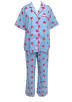 Caryn Lawn Blue/red star Pj Set