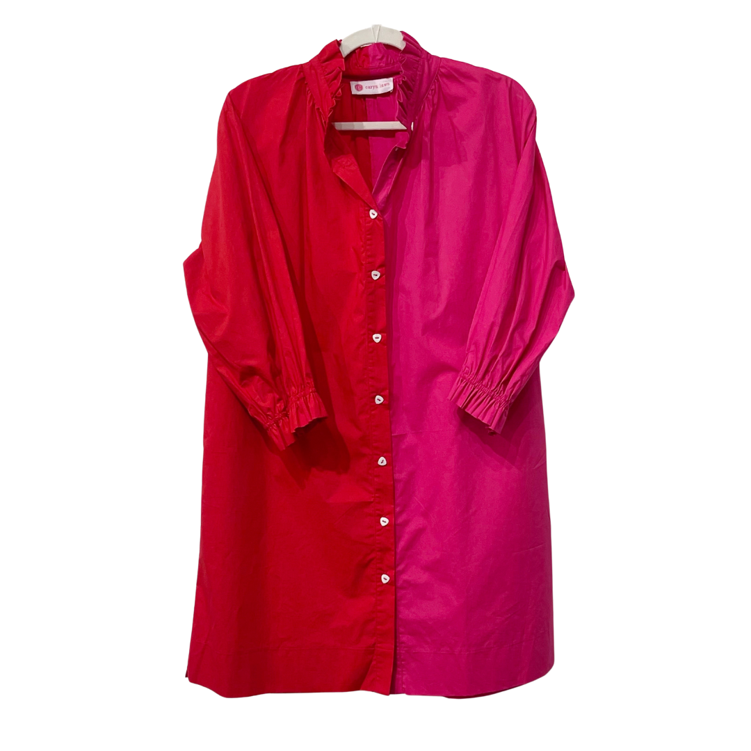 Caryn Lawn Kelsey Contrast Dress Red and Pink