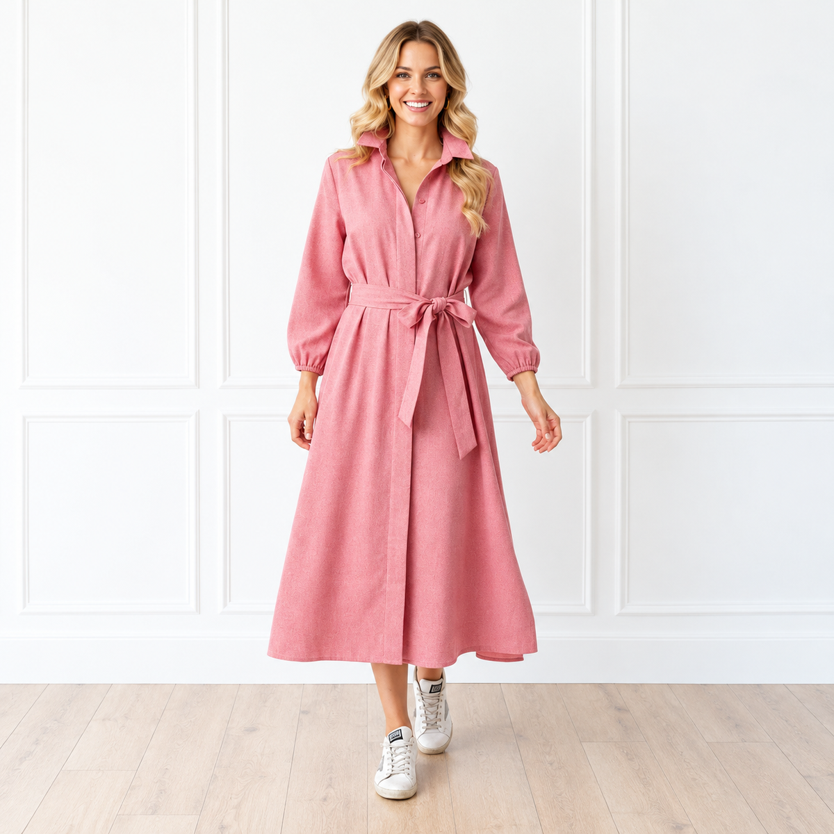 Heidi Herringbone Dress Red