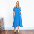 Caryn Lawn Millie Dress Long Navy Stripe